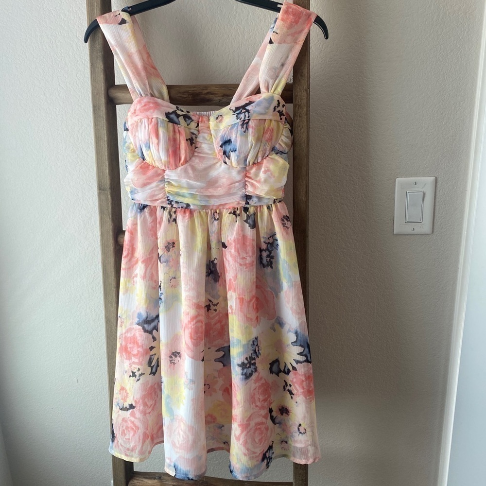Candie's Pink and Cream Sundress Sleeveless Mini